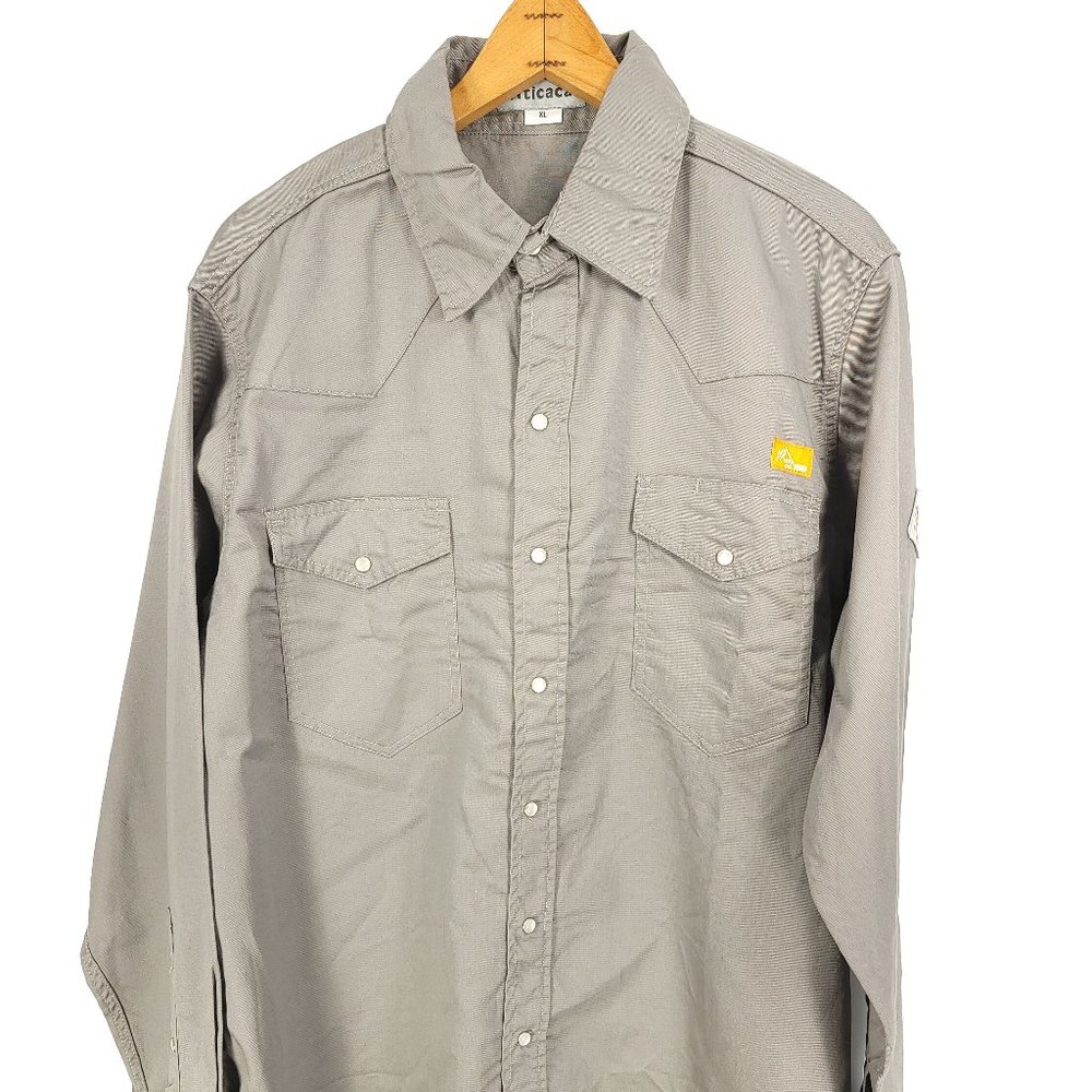 Titicaca Shirt Men's XL Grey Snap Workwear Front Flame Resistant Long Sleeve